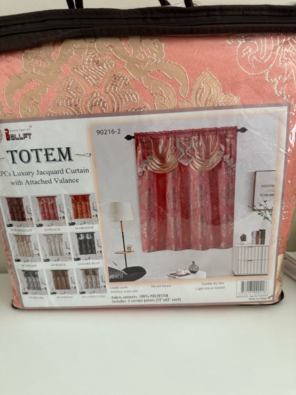 Toteme Peach Jacquard Curtain Panel with Valance